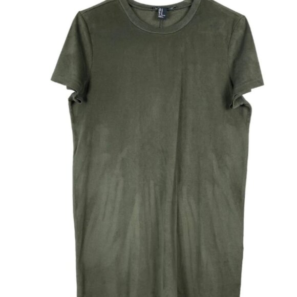 Forever 21 Faux Suede Mini Shift Dress Sz Medium Green - Picture 1 of 1